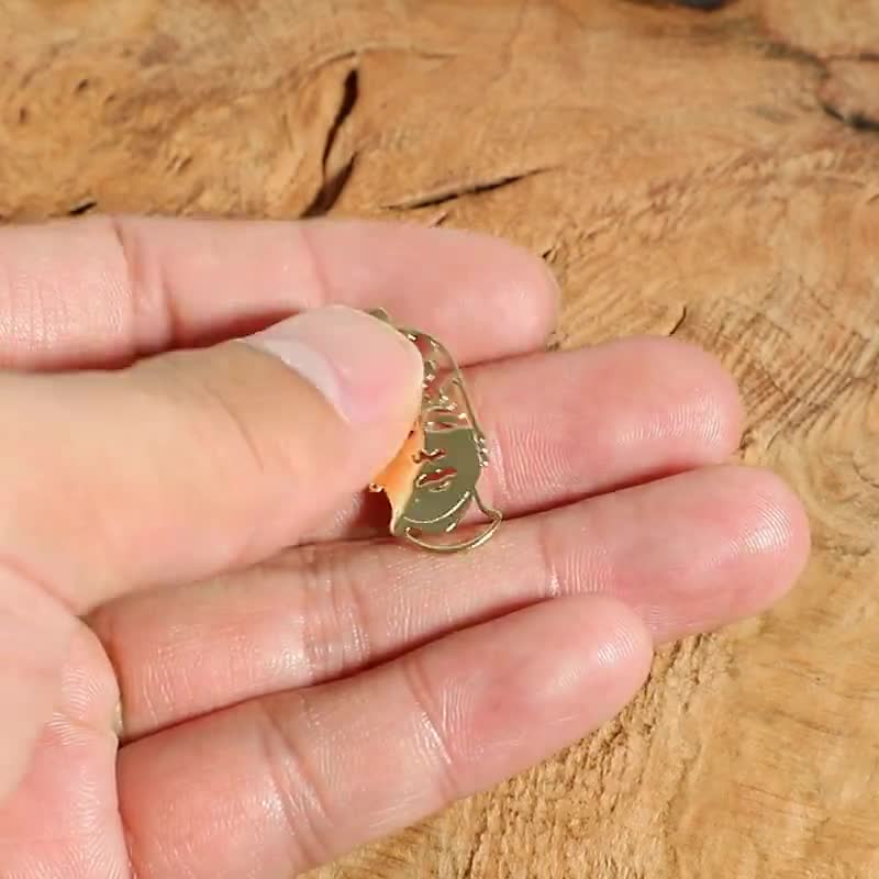 Raw Brass Face Sculpture Potted Plant Charm, Flower Brain Man