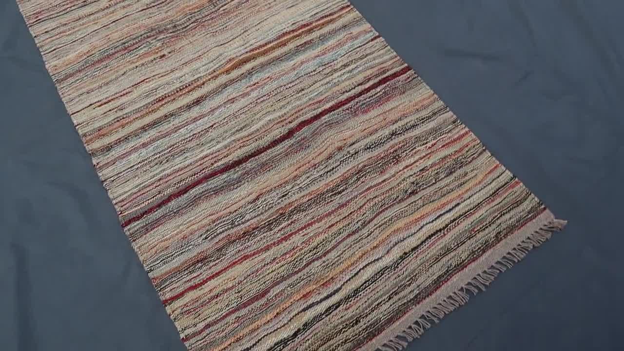 ストライプキリムランナー 2.8 x 10フィート アフガニスタン手織りラグ