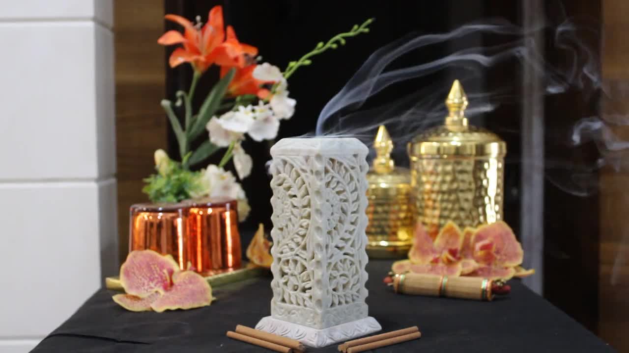 Quemador de incienso de mármol hecho a mano, soporte para palito de vela,  quemador de luz de té, talla de elefante perfecta para regalar. Decoración