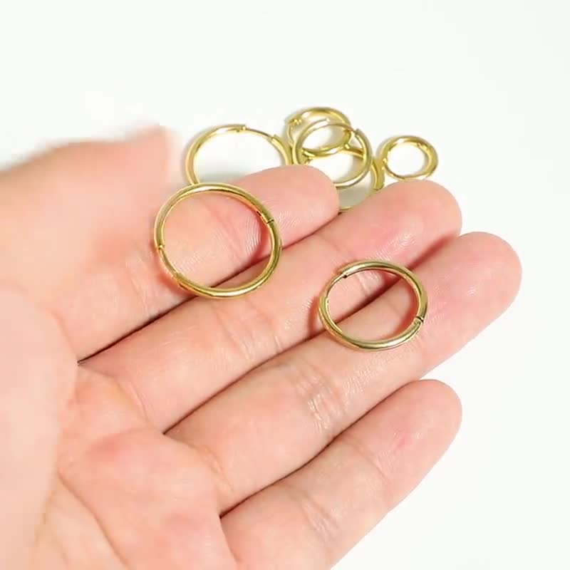 Boucles D'oreilles Créoles Charnière En Acier - Pour Homme Et Femme, Noir, Argent, Or, Bleu, Or Rose