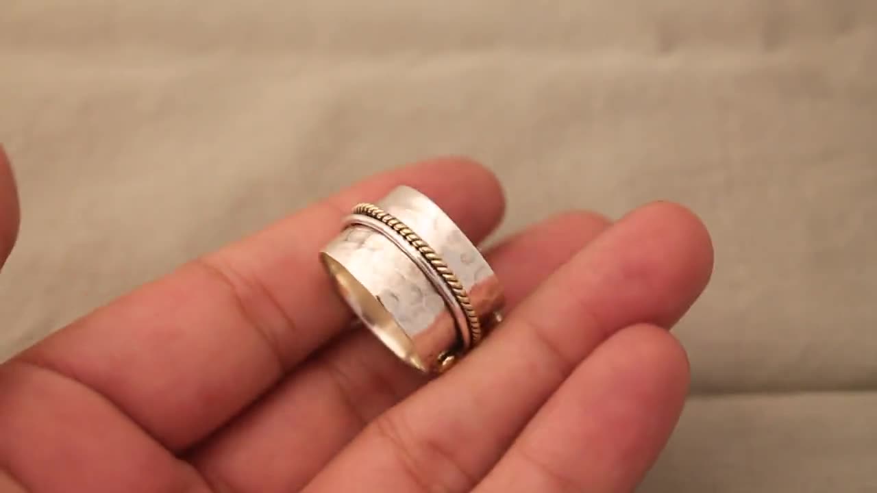 トルマリン925スターリングシルバー製スピナーリング（女性用