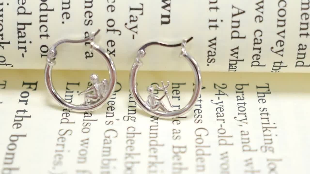 Dainty Angel and Devil Hoop Earrings,Adorable Cherub & Demon Mismatched Earrings,S925 Sterling Silver,Halloween Outfit Earrings,Cosplay video poster