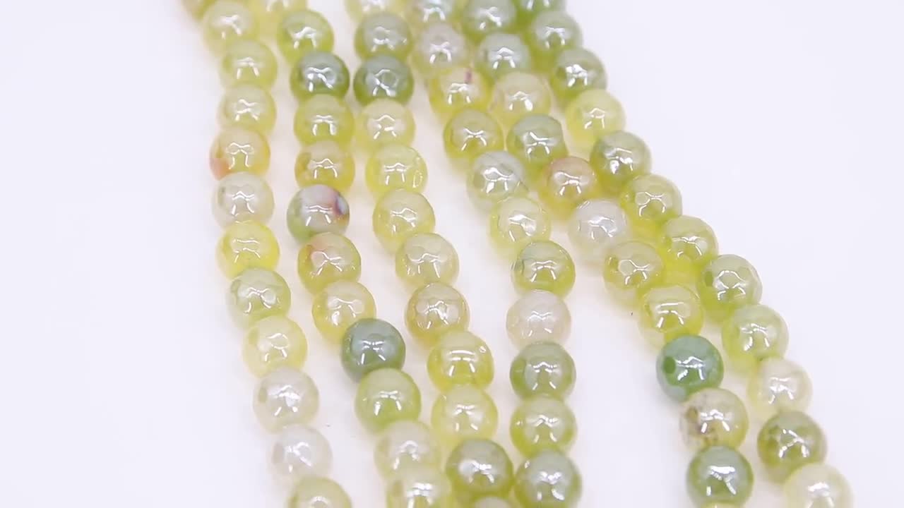 Electroplated Agate Beads, Faceted Agate BS #224, Lime Green White Yel – A  Girls Gems