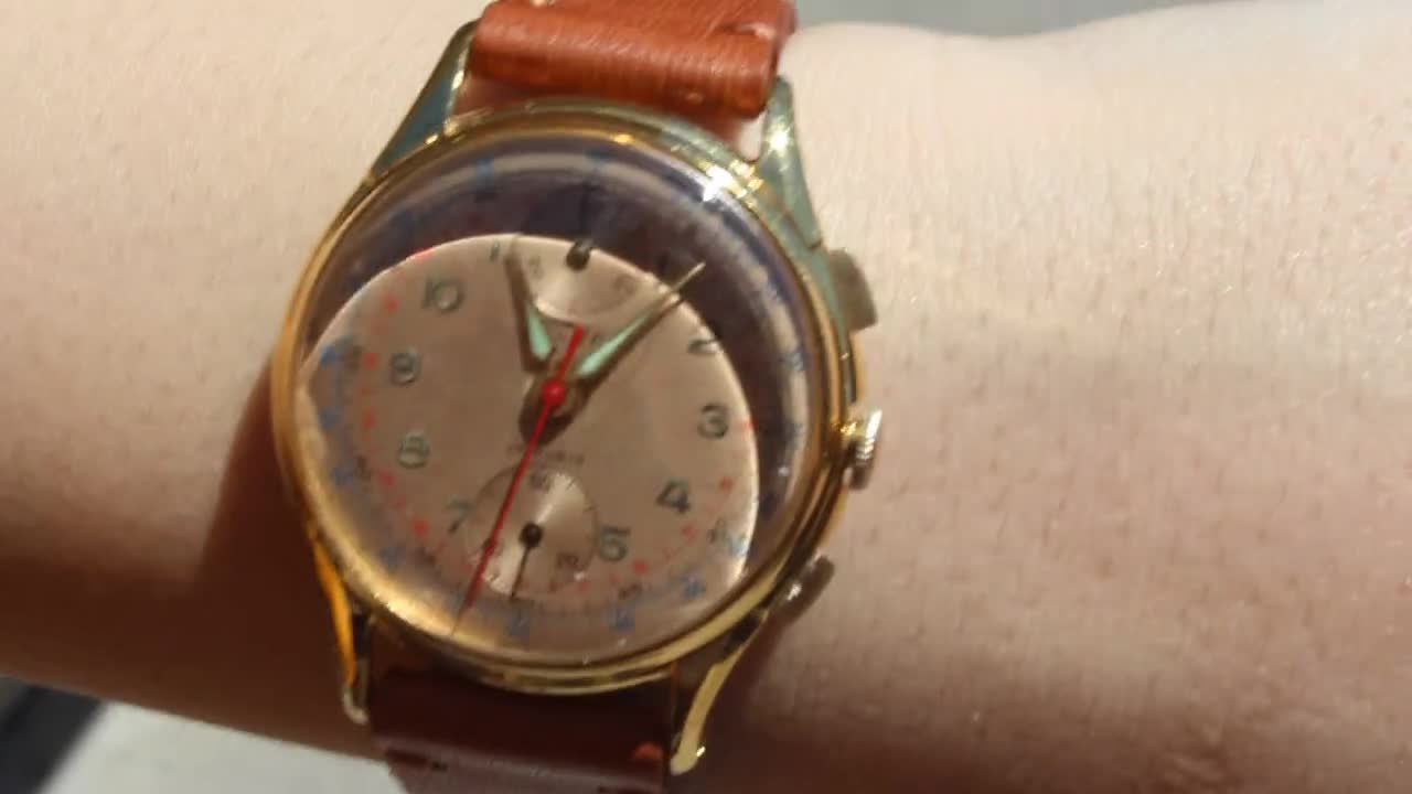 Vintage 1950s Swiss Mens TELDA Chronograph 17Jewels Venus 170 Cal Watch  Serviced