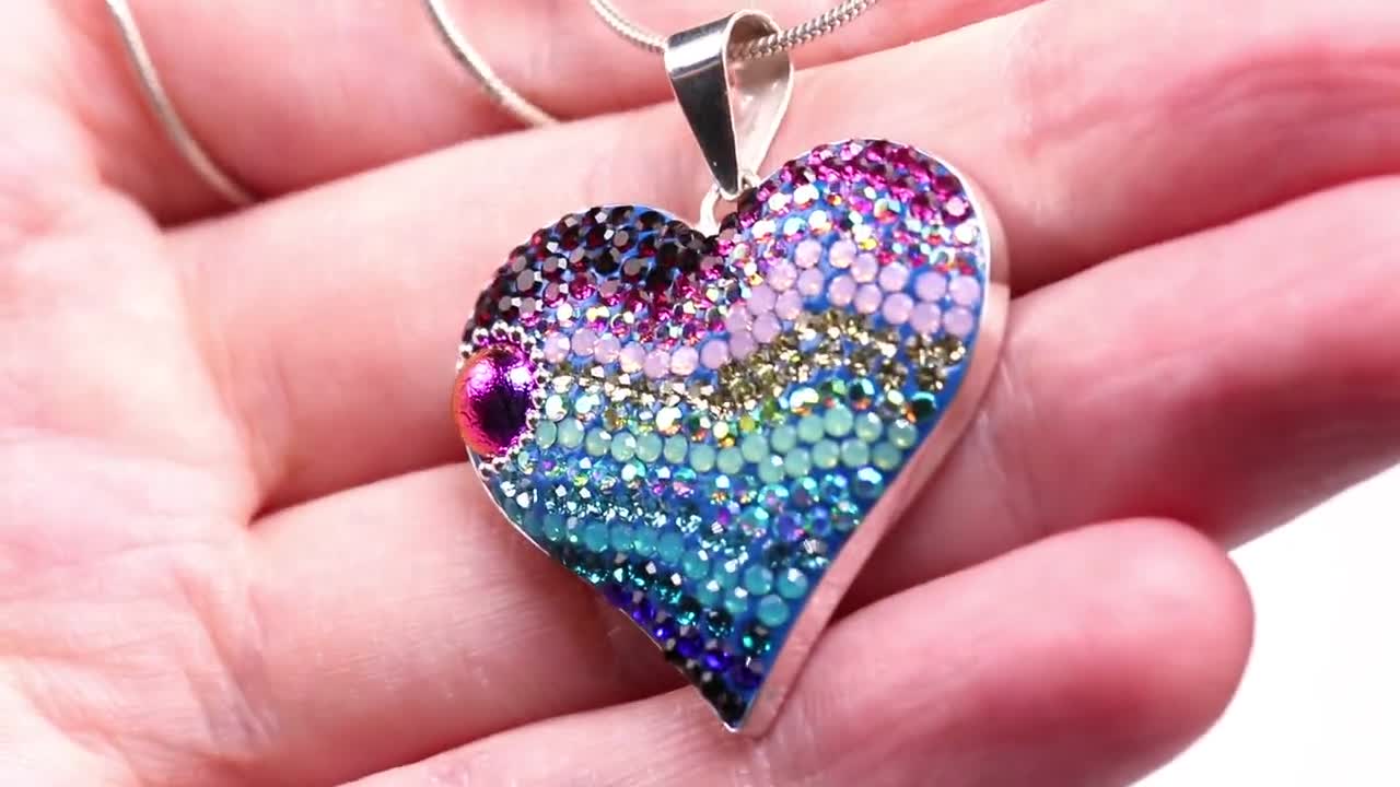 DICHROIC GLASS HEART Pendant ARTISAN STERLING SILVER deals RAINBOW Glass HEART Pendant