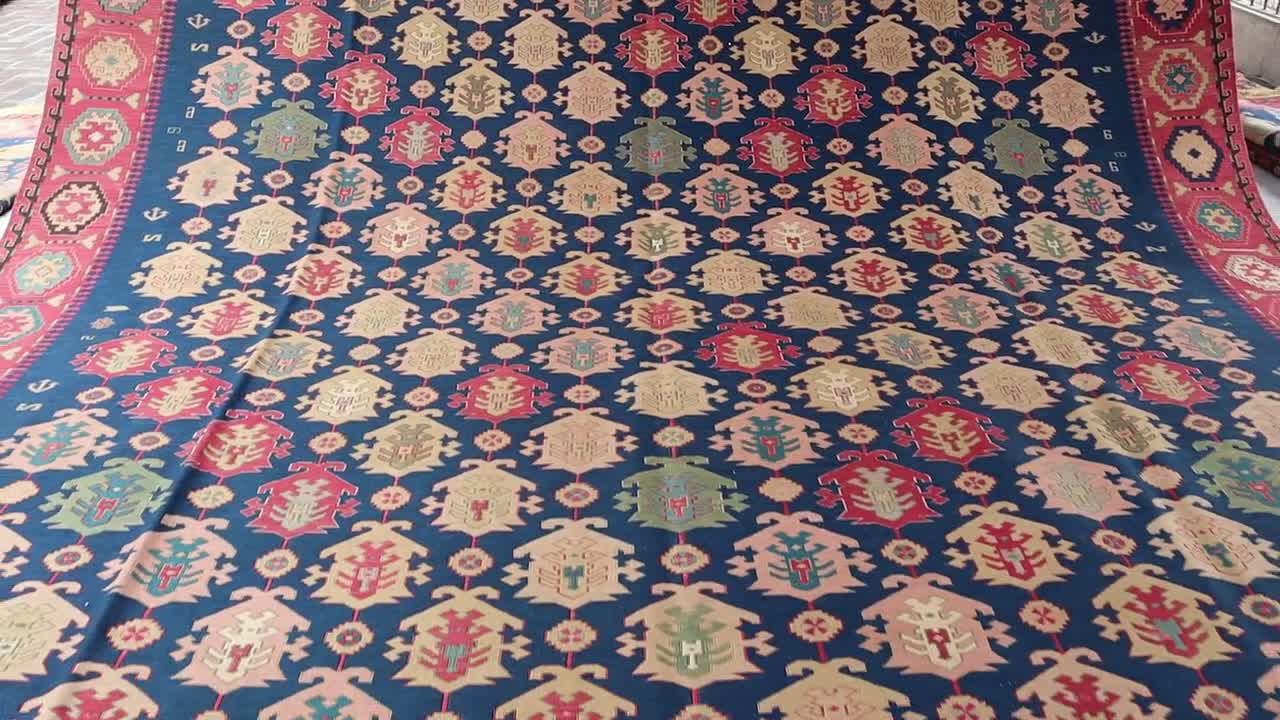 大型アンティーク アフガニスタン スマック キリム ラグ：11.5 x 14.8