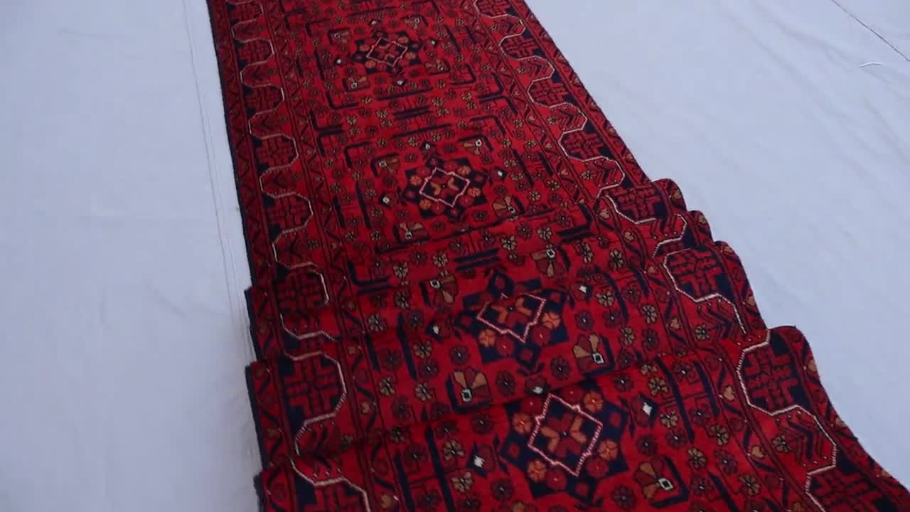 ビンテージラグ　伝統的　ウールラグ　アフガニスタン ウォッシュ加工を施したヴィンテージ アフガニスタン ウール ラグ