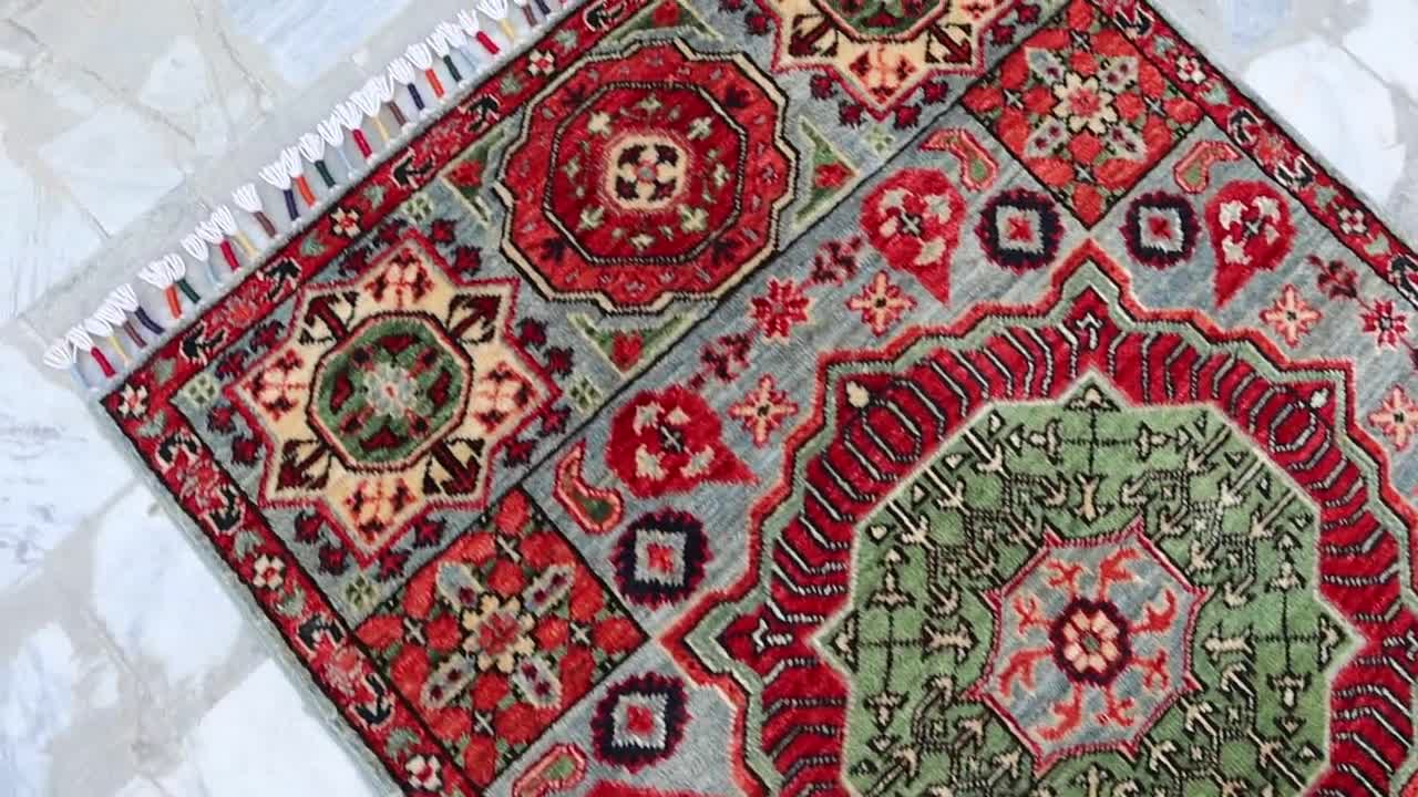 Turkish Mamluk Rug 4x3 Fine Quality Handmade Wool Area Rug, Medallion Blue  Rug Traditional Rug, Oriental Rug, Bedroom Rug Kitchen Office Rug 