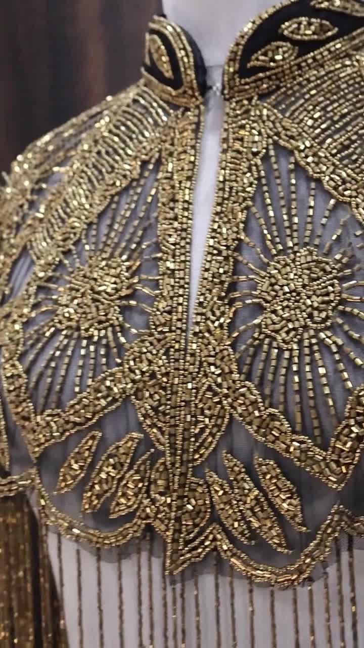 Buy Antique Gold Beaded Bridal Cape: Wedding & Evening Cover-up