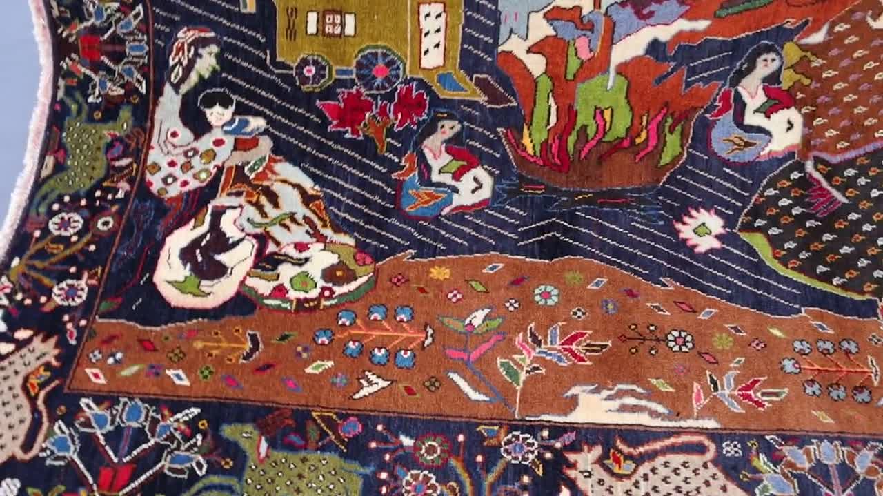 4x6'5フィートの絵画ラグ、ハンドメイドのアフガニスタン絵画