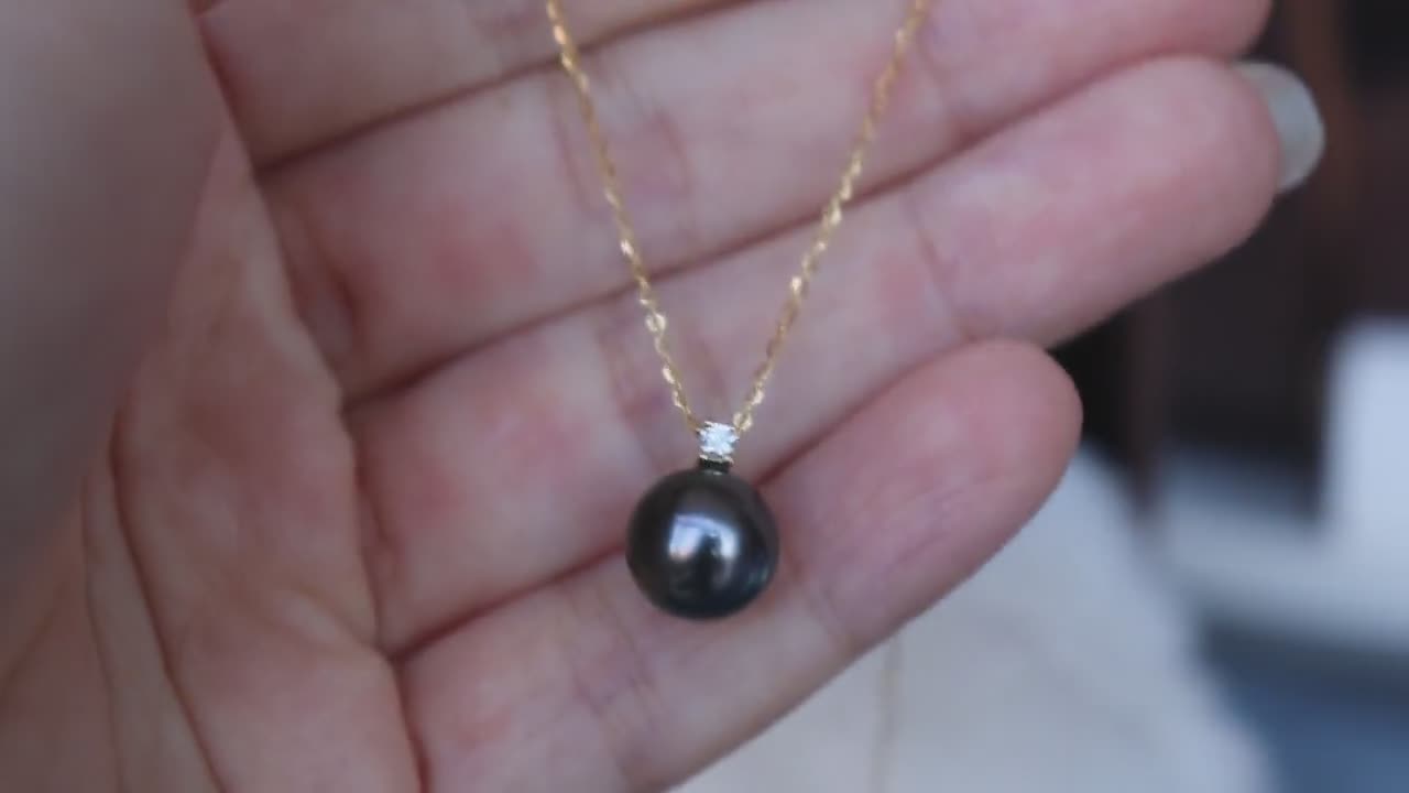 Black Tahitian pearl [Tahiti pearl 9-10mm] [Pearl necklace] K18 [Yellow  gold] K14WG [White gold] [Pearl] [Necklace] Pearl necklace Pearl  accessories Women's One pearl One pearl Simple fashionable elegant gift –  パール優美-Pearlyuumi