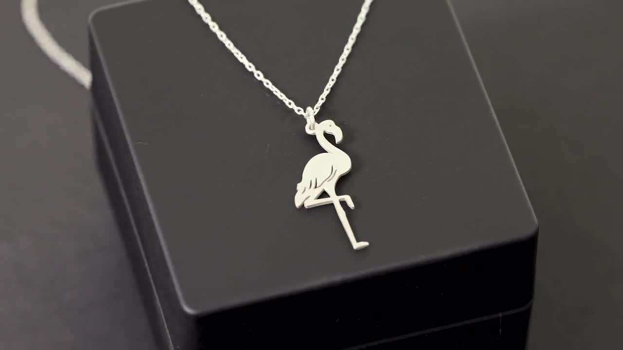 Collana con ciondolo a forma di fenicottero in argento sterling: gioielli boho tropicali - Italia