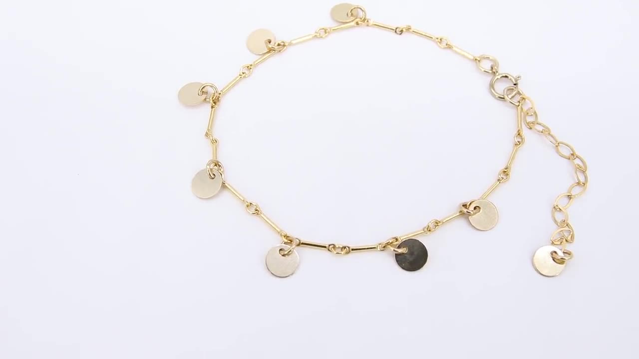 Engraved Gold Plated Disc Bracelet/Anklet