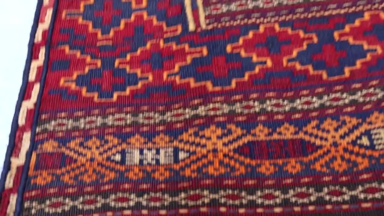 4 x 6フィートのアンティークキリムラグ、ヴィンテージ幾何学模様