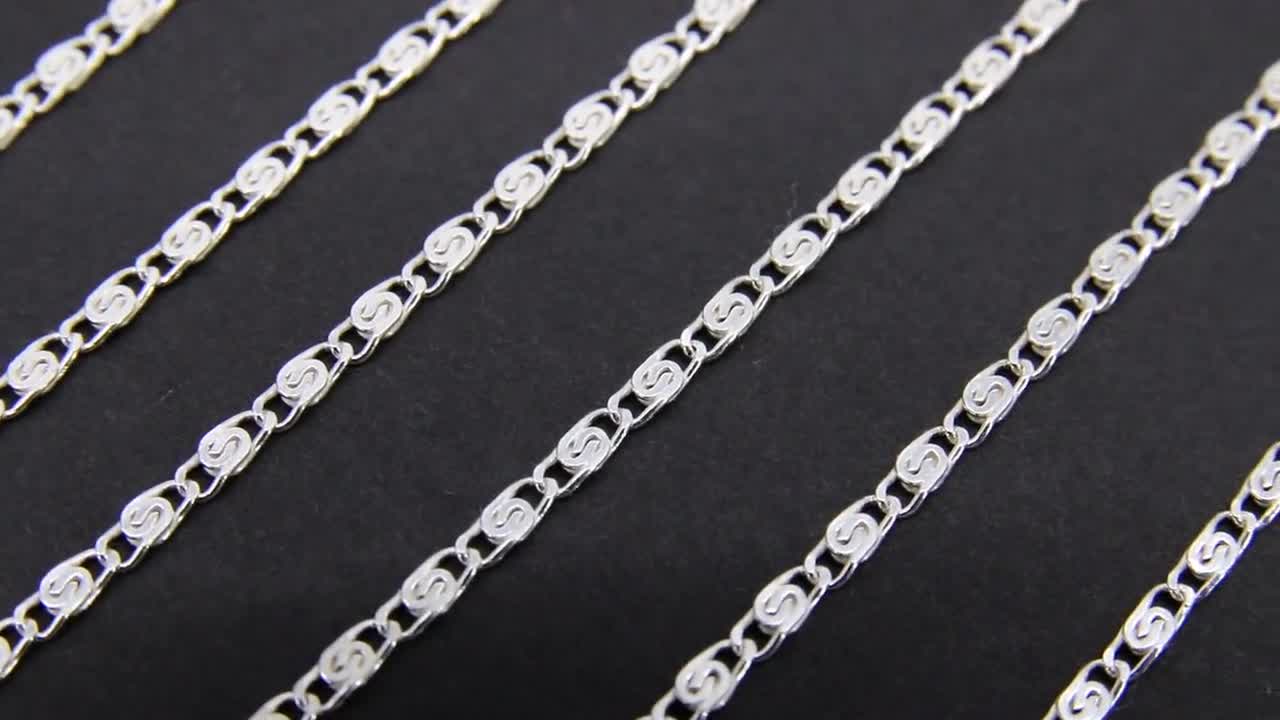 925 Sterling Silver Bar Chain, 6 Mm Silver Sequin Chains CH# 868