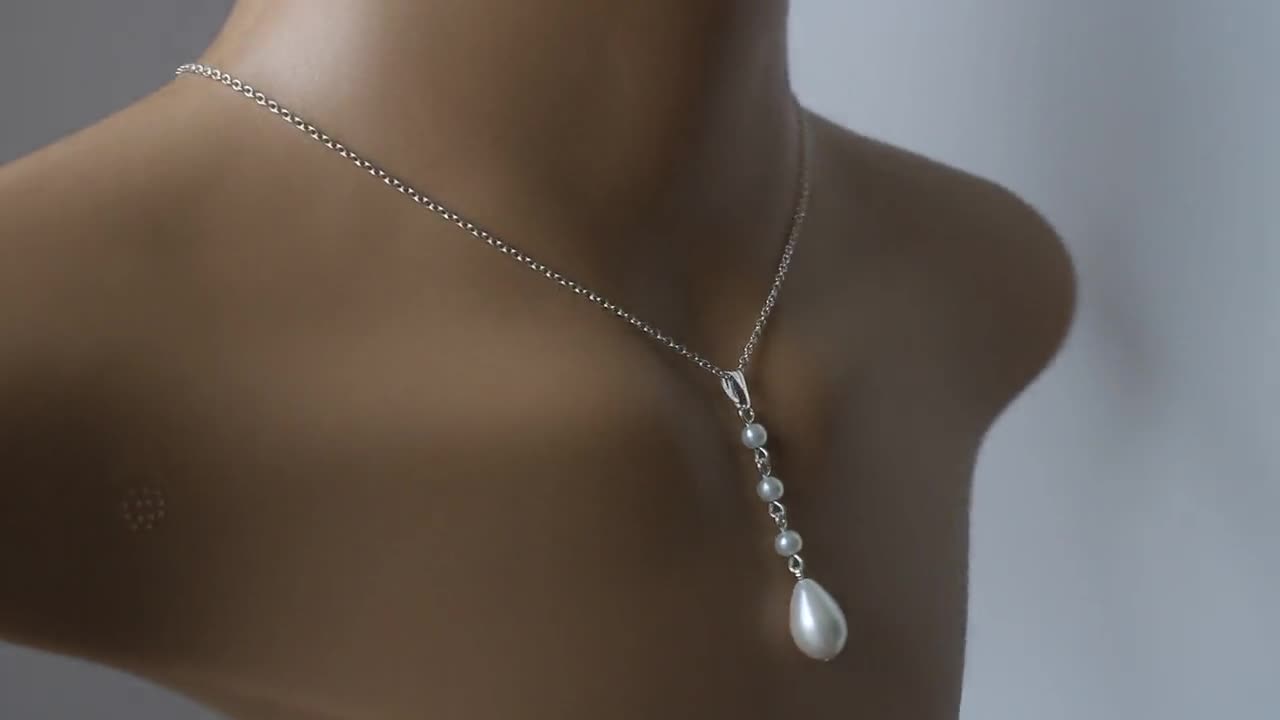 ★PEARLY MORE★ Drop Pendant Long Necklace Long Drop Teardrop Pearl Pendant Necklace to Enhance