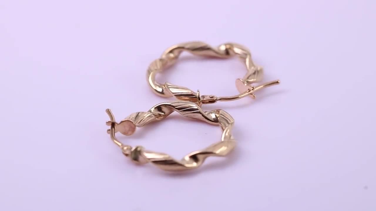 33mm A Coste Orecchini Stile Creolo 9ct Oro Giallo - Foto 7