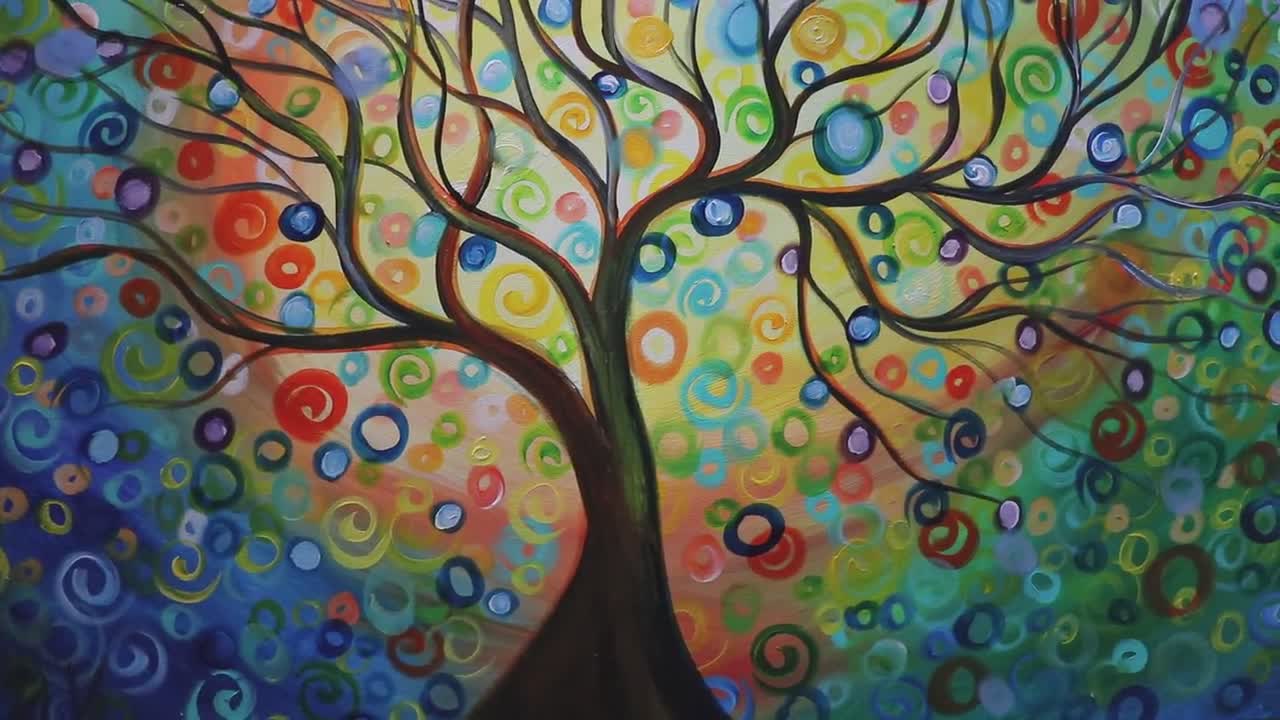 72x36 XXL HUGE Painting Seasons of Joy Extra Large Canvas Ready to Hang  Landscape Colorful Tree of Life