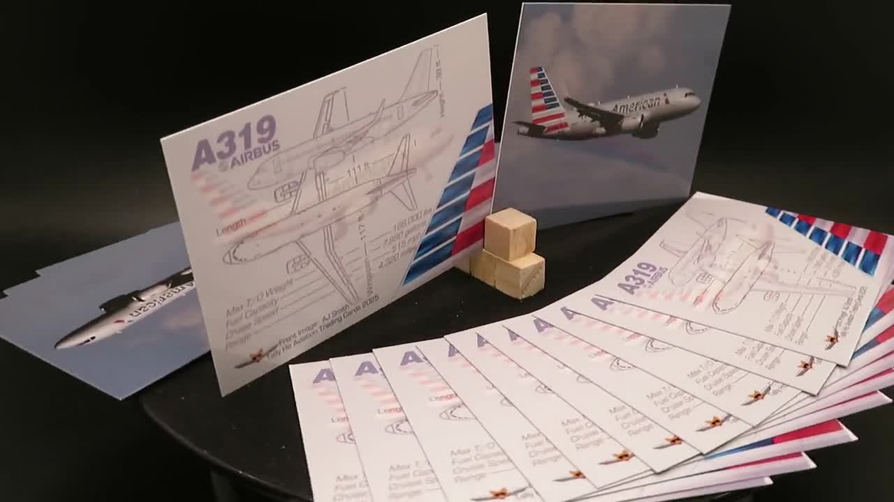 American Airlines Airbus A319 - Set of 25 Aviation Trading Cards