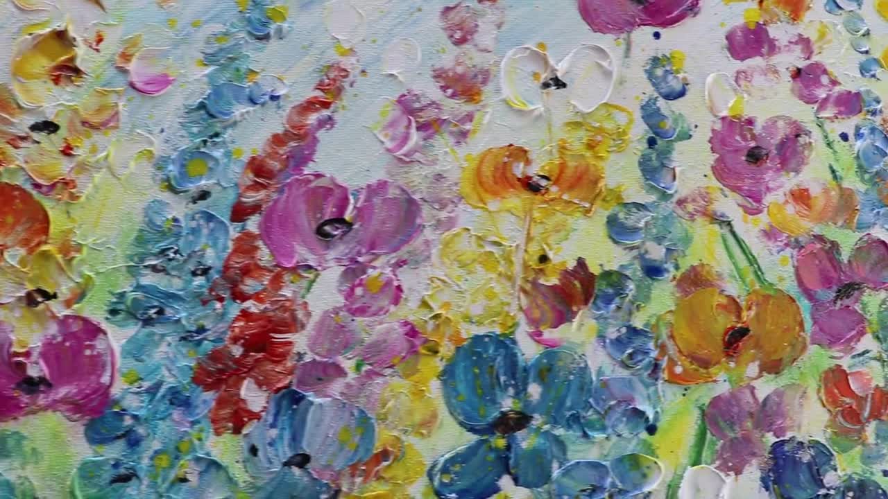 FLOWERS in the MORNING Mist Palette Knife Oil Artwork on Canvas by Luiza  Vizoli Made to Order 