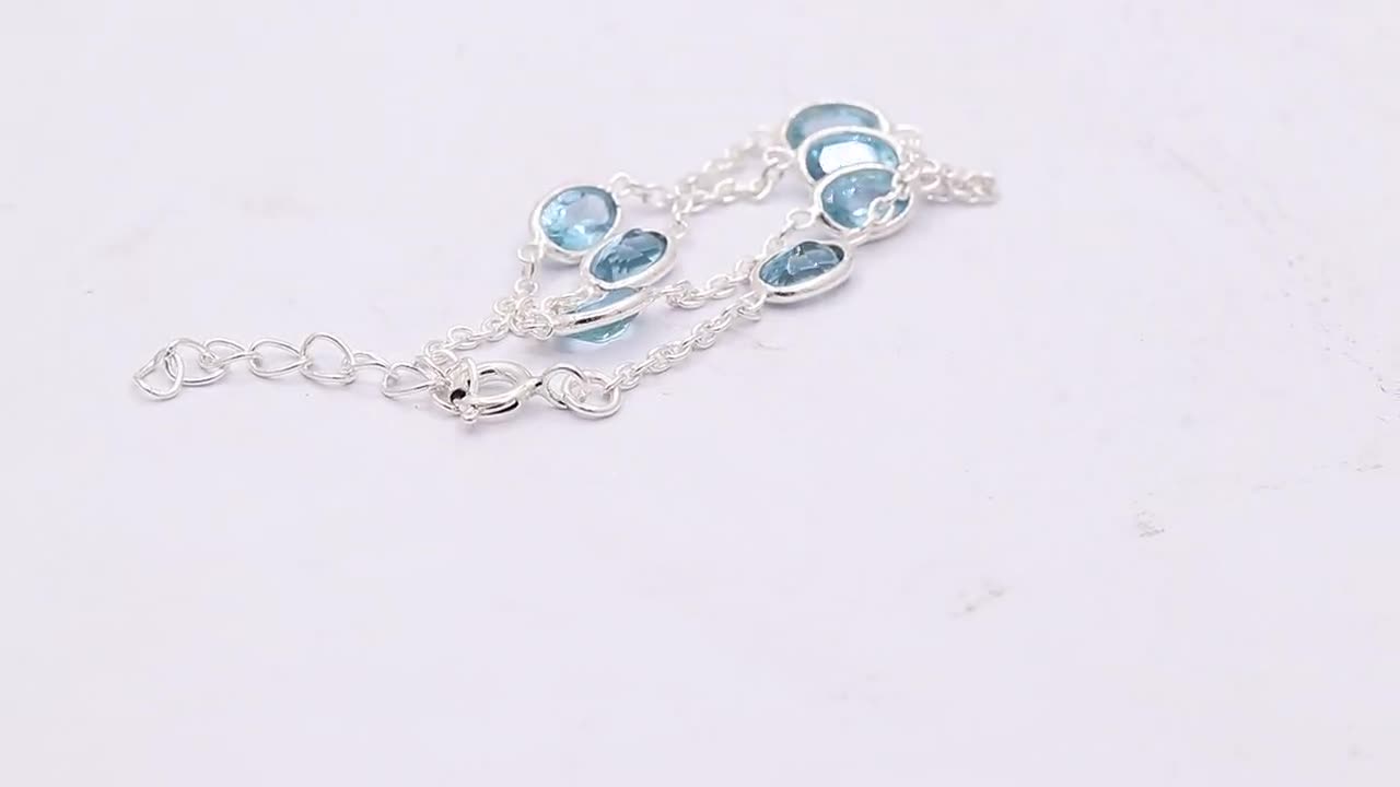 RIYO Braccialetto d'esploratore splendifero dell'argento sterlina 925 di Topaz Blu