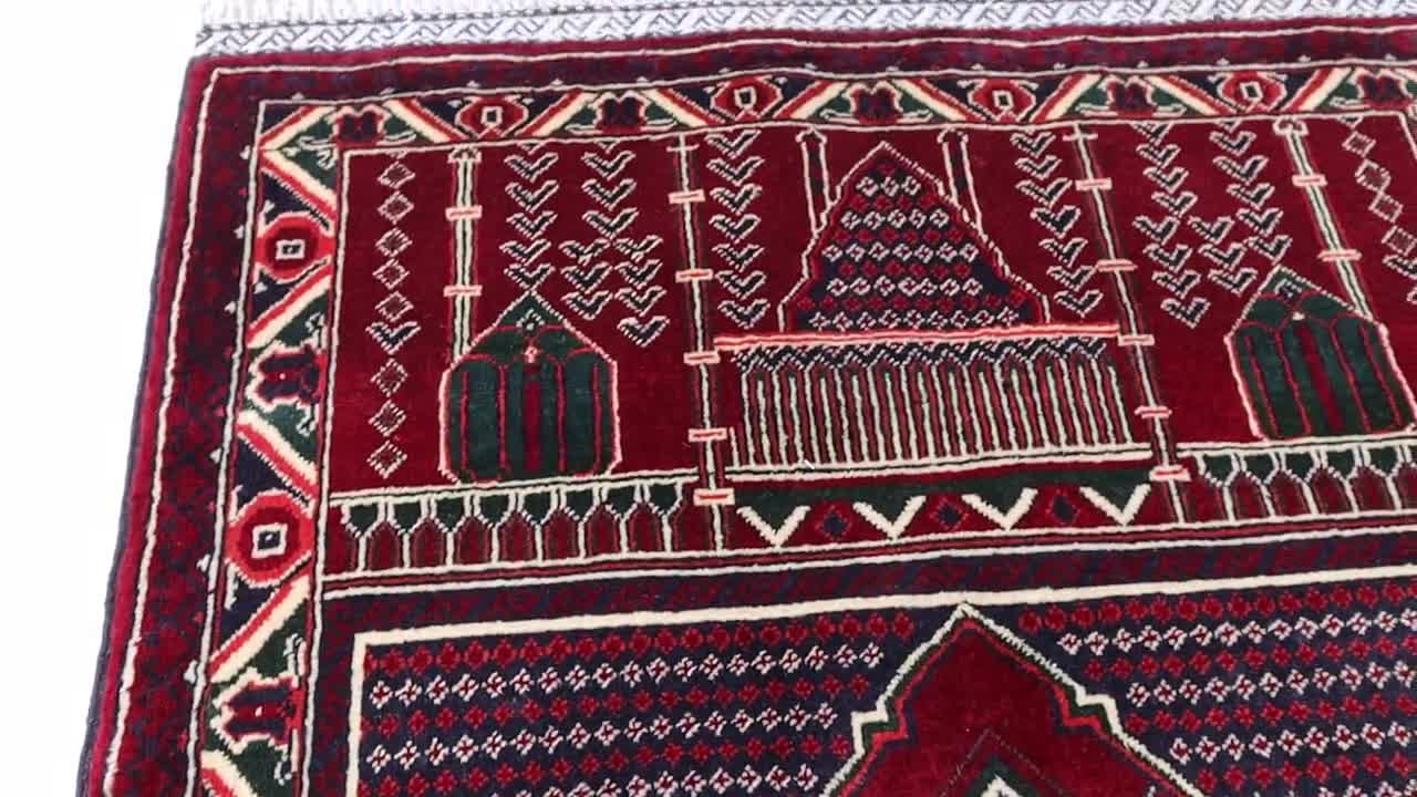 2x4 アフガニスタン高級祈祷用ラグ、トルクメン手織りウールラグ、東洋
