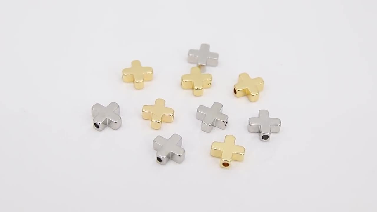 Gold Cross Bead, 5 Pc Silver Brass Cross Shape Beads With Hole 391/472,  Gold Star Beads for Bracelets Jewelry Making 