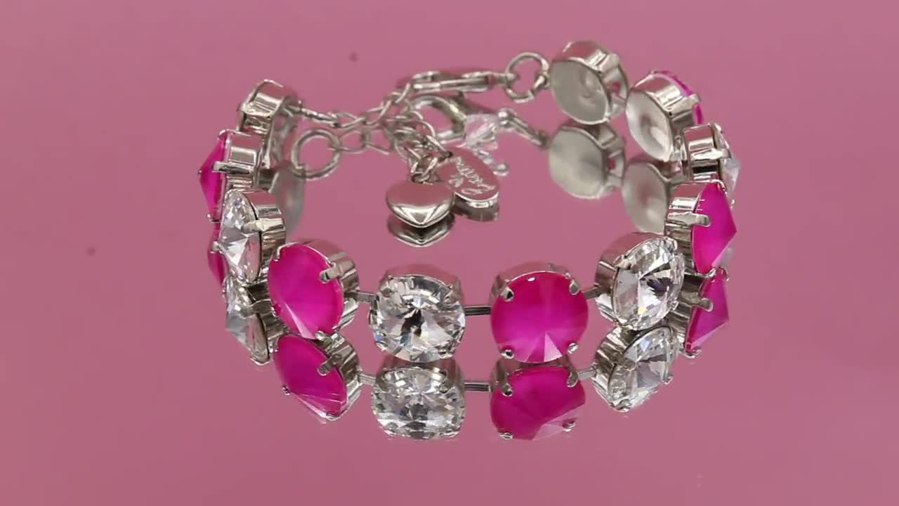Electric Fuchsia/pink and Clear Bracelet, 12mm Genuine Crystals