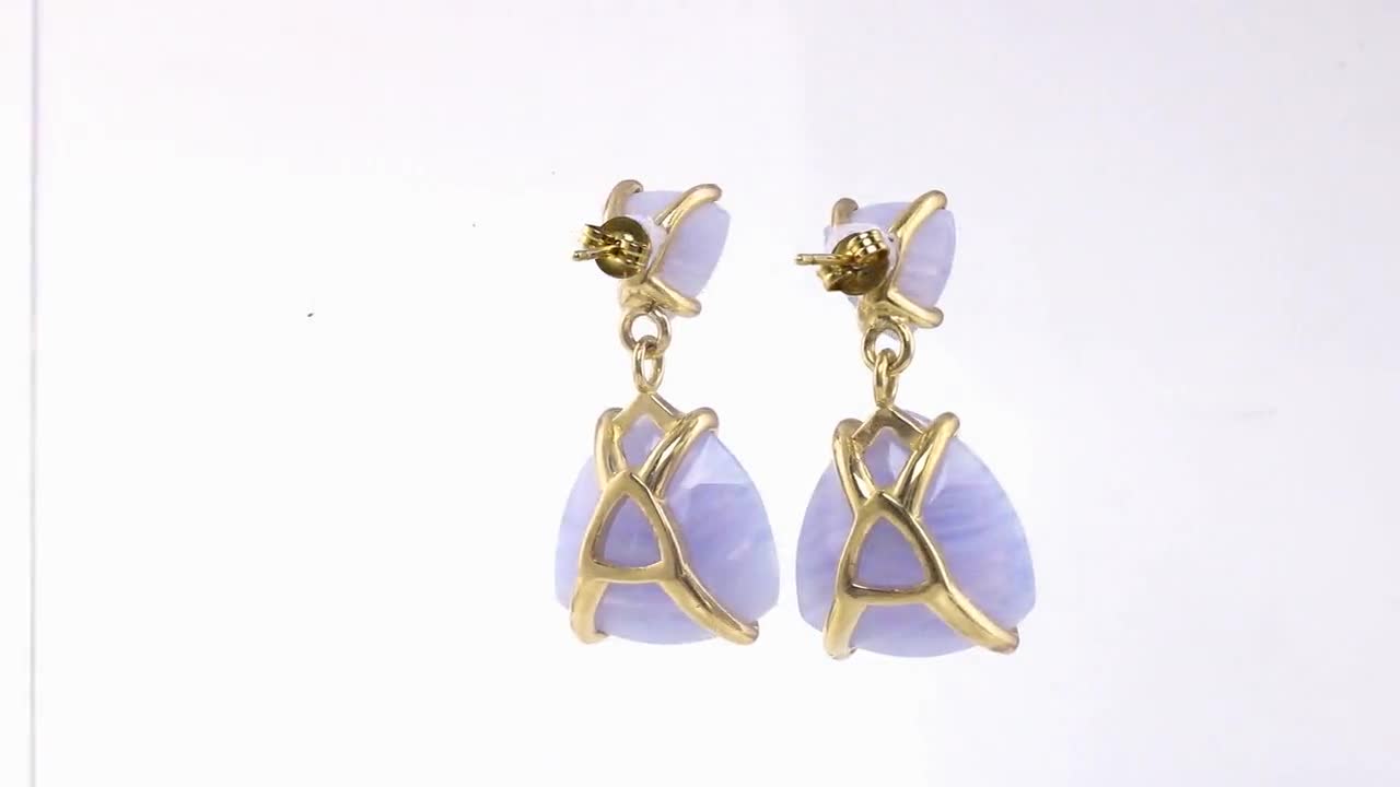 Aretes largos «Universo» con ágatas, lapislázuli y dije de baño de oro –  Azta Design