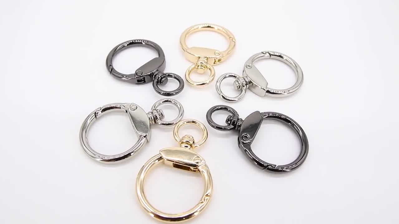 Gold Swivel Spring Gate Clasps, Silver or Black Spring Lock Push Clip 2764,  Fob Jewelry Findings 29 Mm, Necklace Clips 