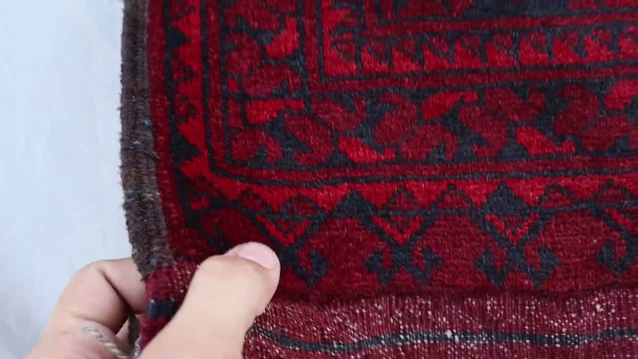 手織りアフガニスタンウールラグ7x9：トルクメン・エルサリ象の足