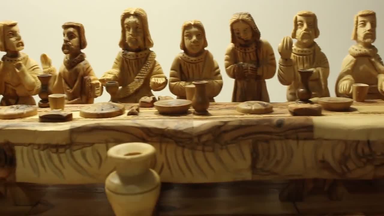 Vintage Olive Wood The Last Supper Hand Carved store Figures Table 20