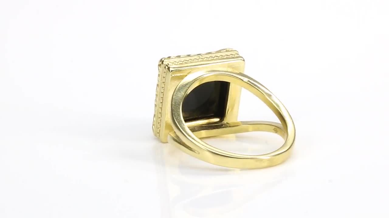 Square Black Ring · Gold Ring · Black Onyx Ring · Black Diamond Alternative  · 14k Gold Filled Rings · Natural Stone Ring