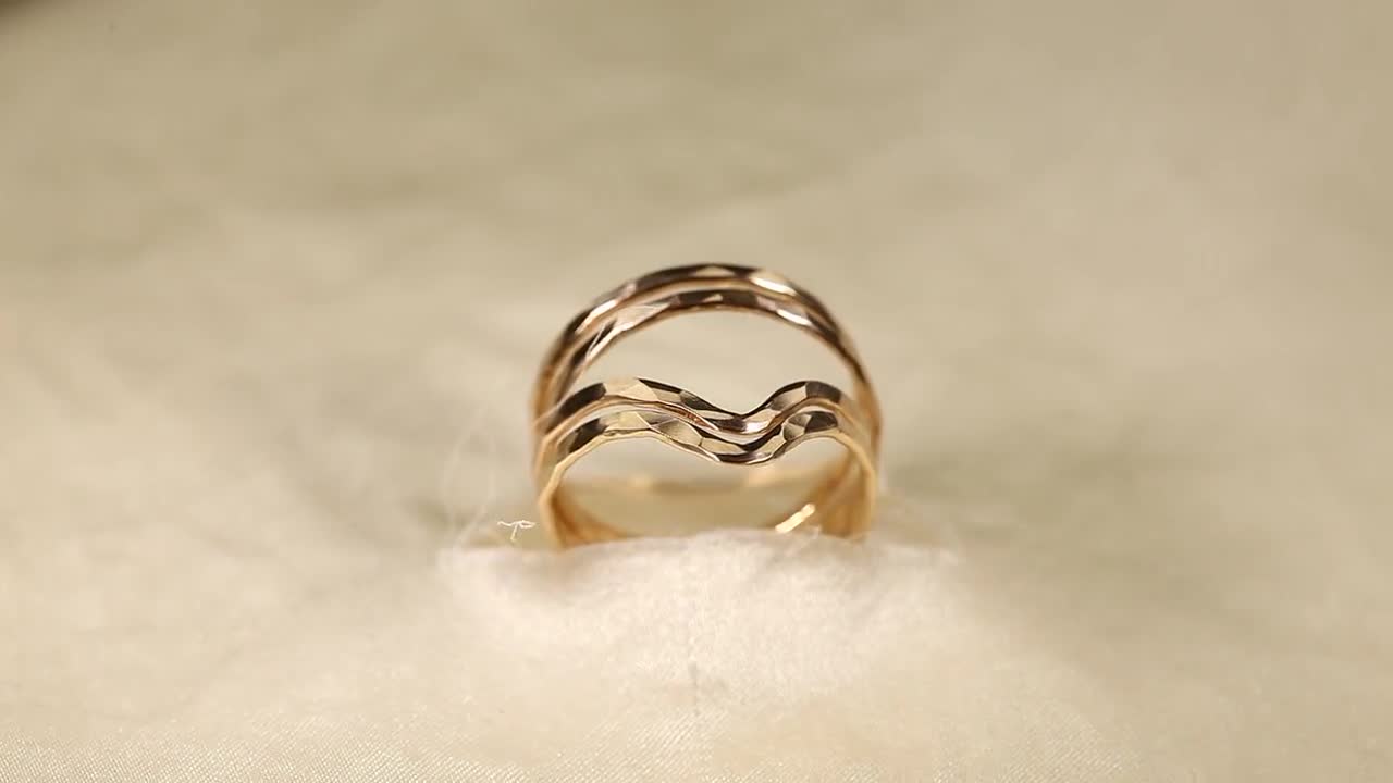 No-6, 14K Gold Filled SET V Ring , Stackable Rings Set - Etsy