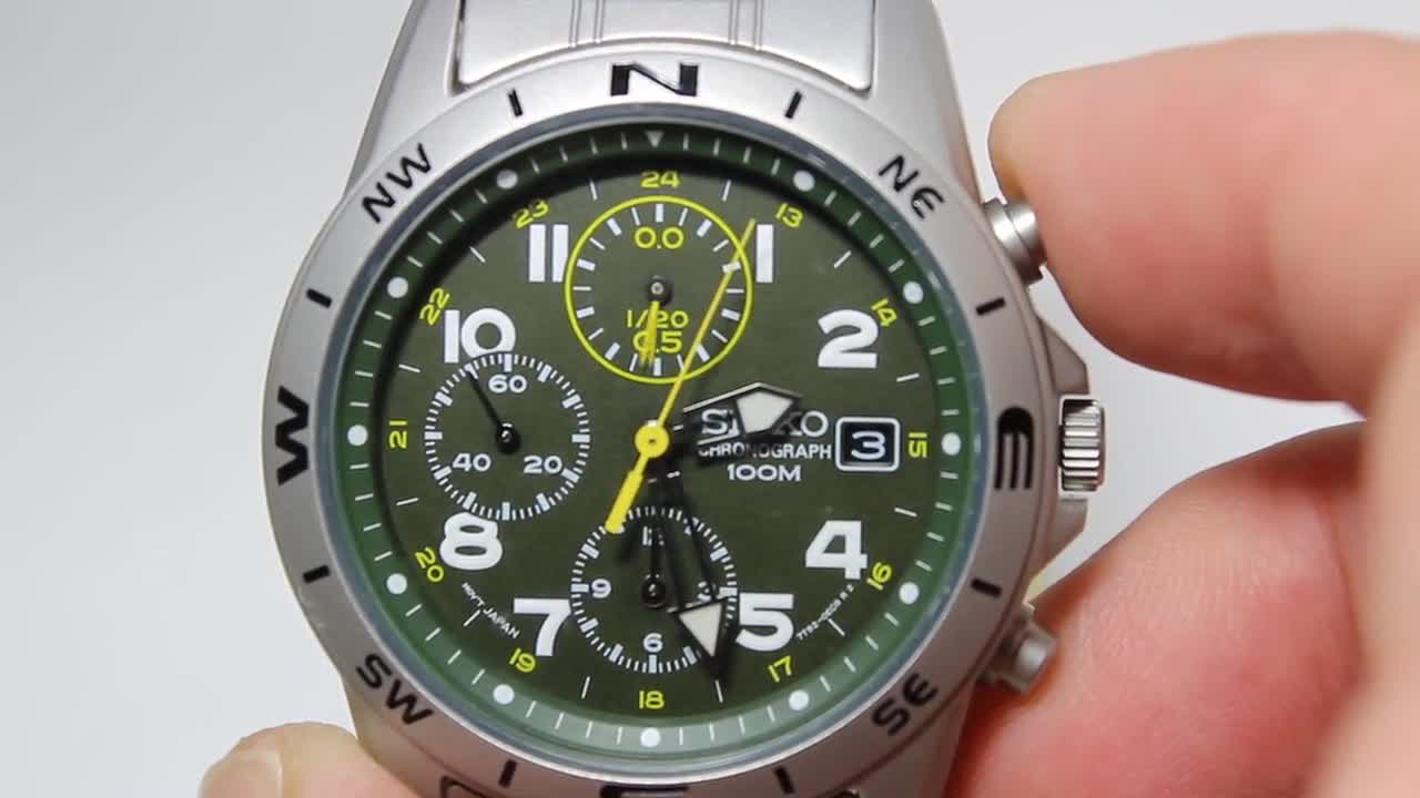 SEIKO CHRONOGRAPH 7T92-0DX0 Silver Analog Vintage Watch Japan 