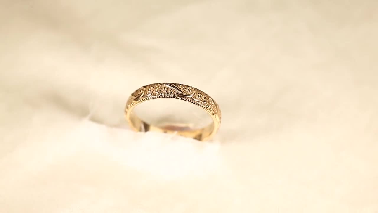 ZP--166 Handmade 14k Gold Filled Vintage Floral Pattern Ring