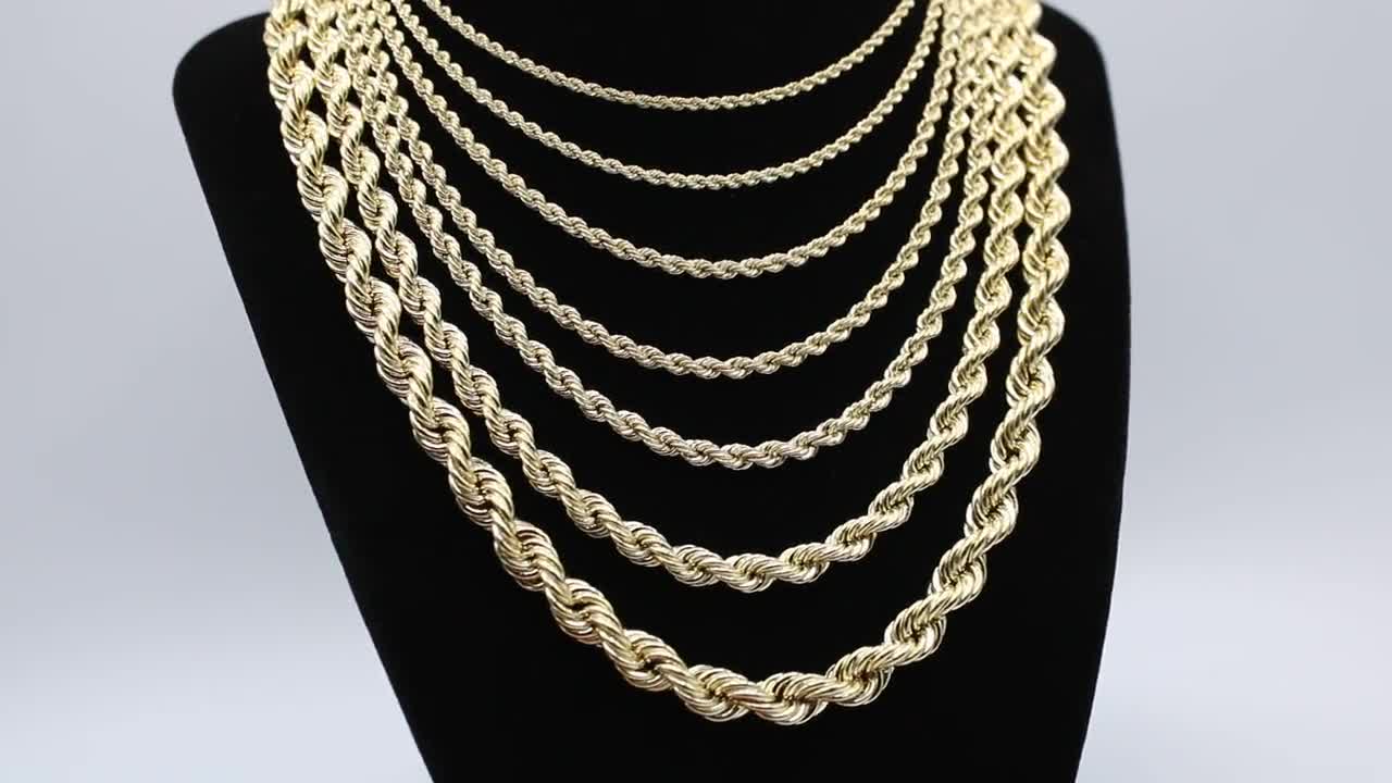 10K Solid Gold Rope Chain Gold Rope Chain Necklace 2mm 2.5mm 3mm