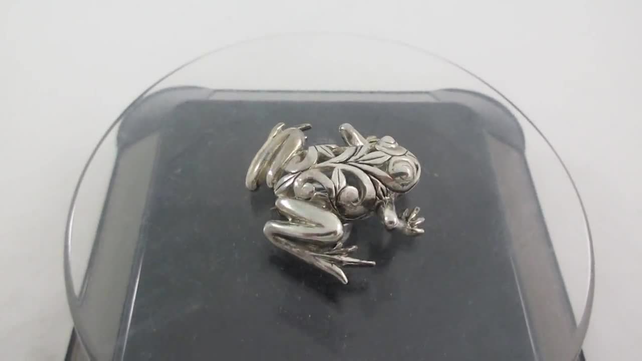 ✧刻印有✧ 925 シルバー ヴィンテージ ブローチ カエル frog
