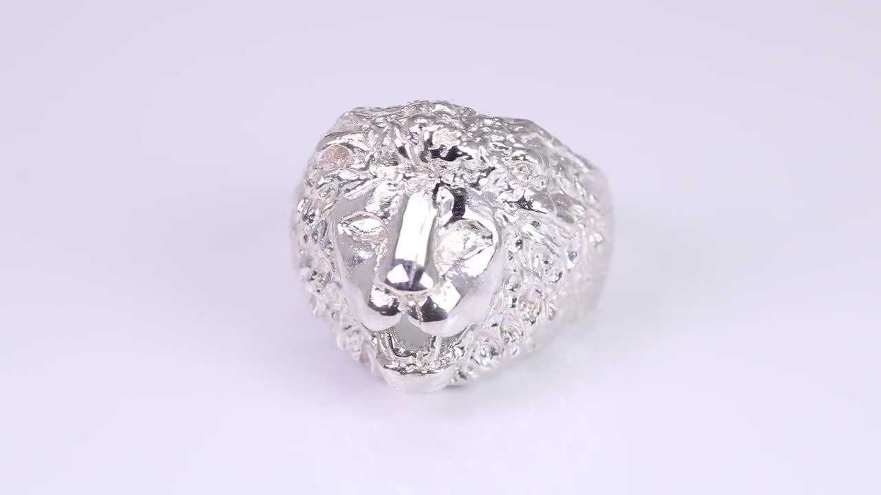 Bague Vintage Tête De Lion En Argent 925, Taille 50, Poinçonnée, Anneau Simple Et Masculin, Occasion En Bon état