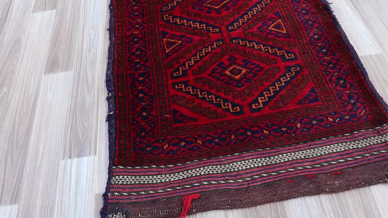 【vintage rug】187cm×98cm　バルーチ　アドラスカン　アフガン vintage rug 194×100cm アフガンラグ トライバルラグ-【予約中！】