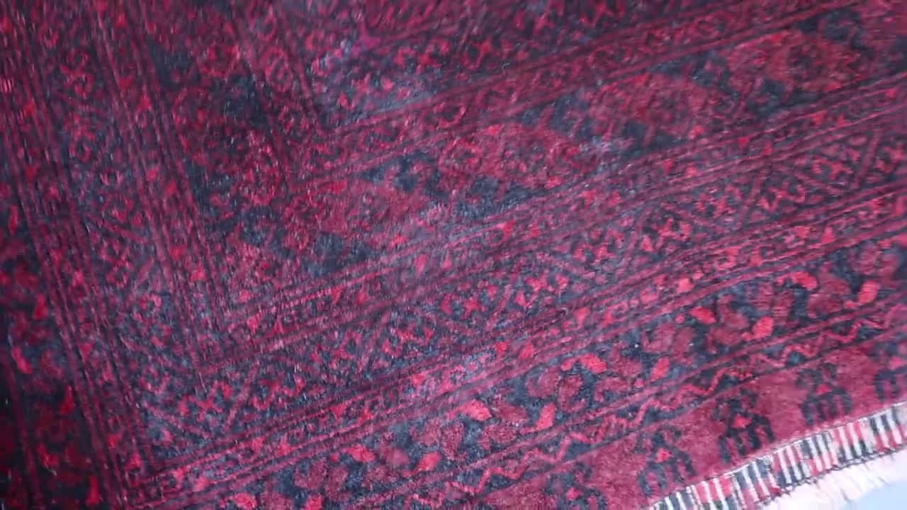 レッドアンティークアフガンラグ 7 x 9 フィート/ヴィンテージトルク