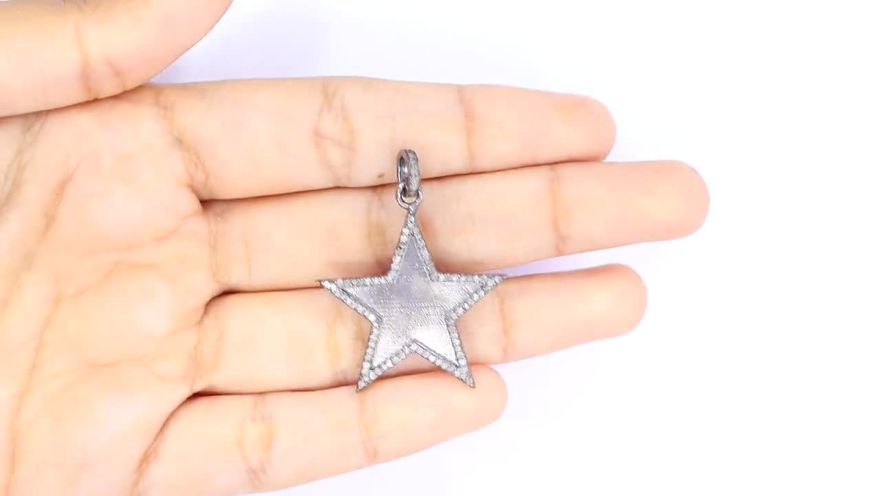 Pendentif étoile Argent Sterling 925 Avec Diamant Véritable – Breloque Pour Création De Bijoux Fait Main