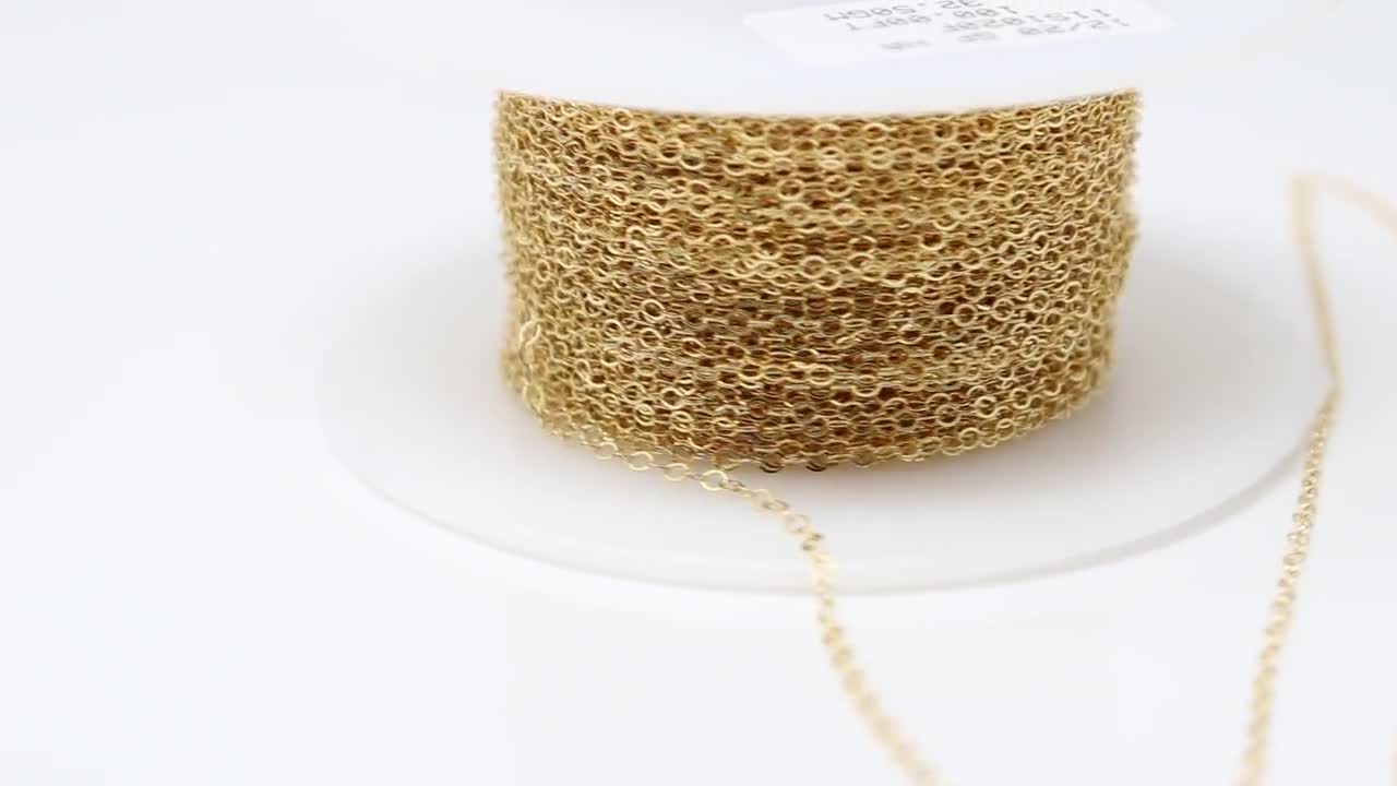 nenene★14kgf 14K Gold Filled Flat Oval Cable Chain, 2x1.5 Mm, Wholesale Pricing