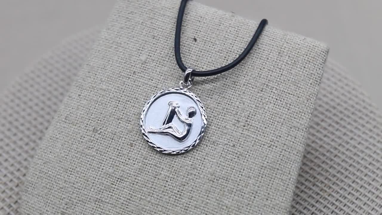 Astrologieschmuck Silber Wassermann, 925 Anhänger Wassermann Halskette astrologische handgefertigte mit Sternzeichen Lederband, ohne oder