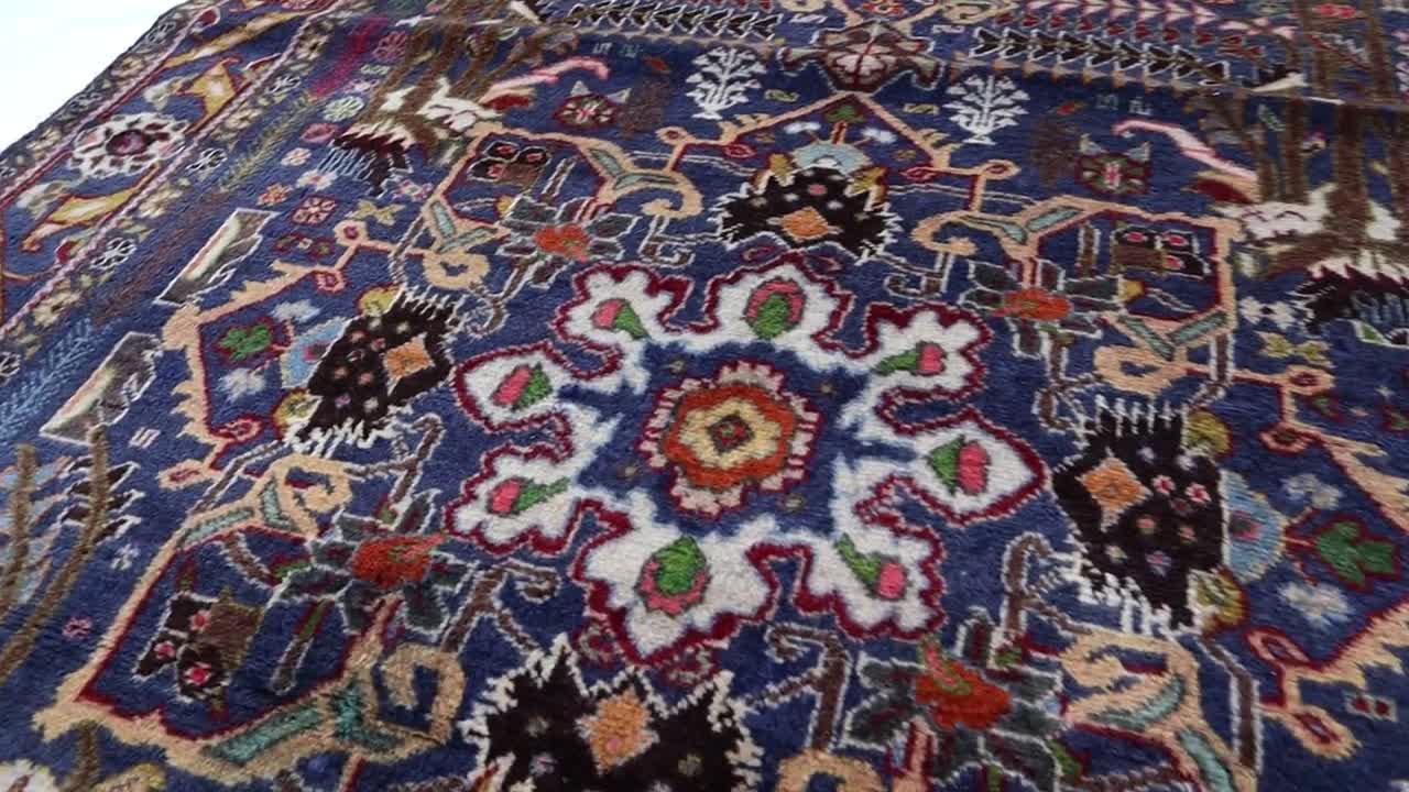 4x6アンティークラグ、ハンドノットウールラグ、アフガニスタン