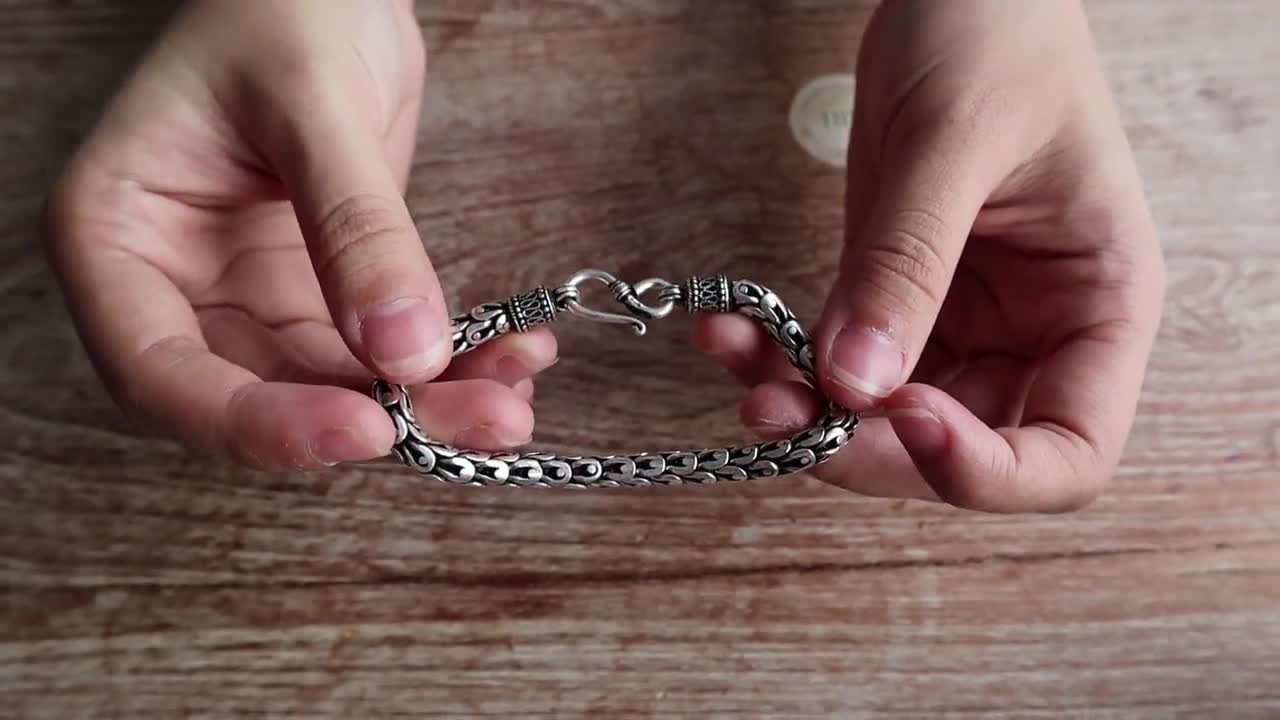 Dragon Scale Bracelet Sterling Silver 925 Size 7.5inc, Boho