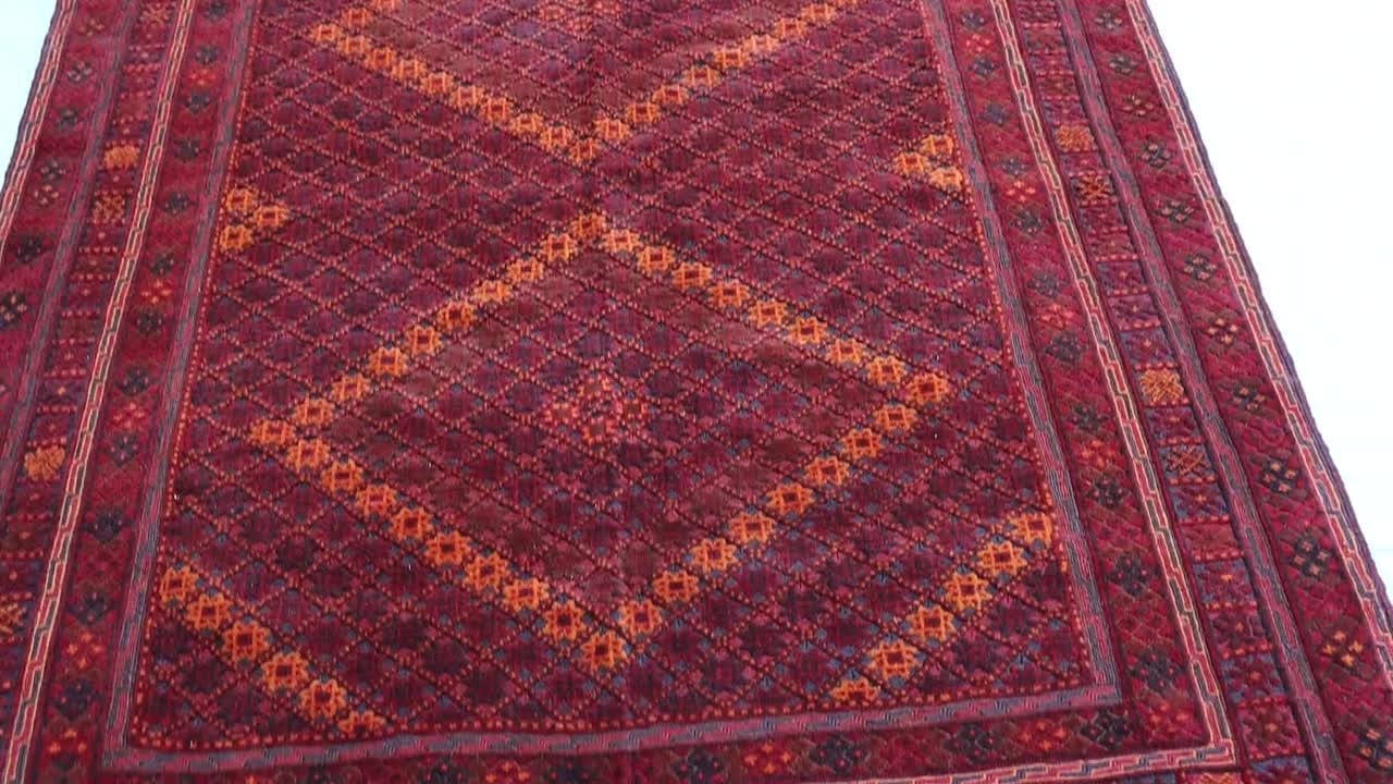 ビンテージ　アフガンラグ キリム　アンティーク 敷物　インテリア ヴィンテージ家具と合わせたいアンティークキリム調ラグ Aタイプ 【130