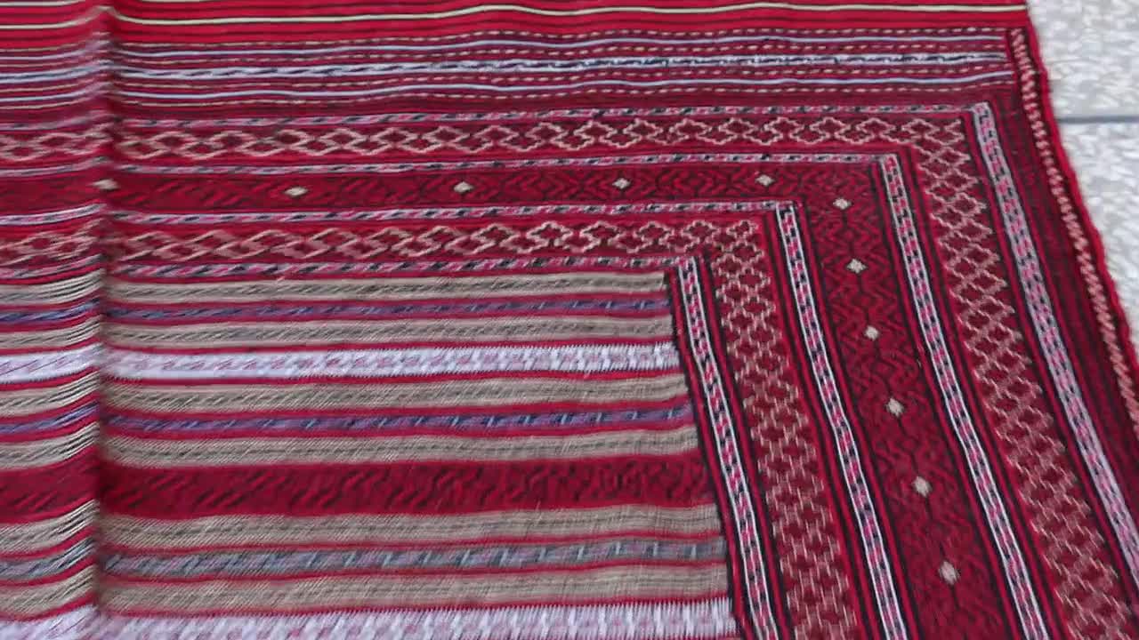 ヴィンテージ アフガニスタン キリム ラグ 5x7: 手織りウール