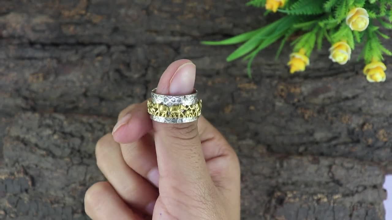 Anello Elephant Spinner: Fascia Da Meditazione Bicolore In Argento Sterling - Italia - Foto 7