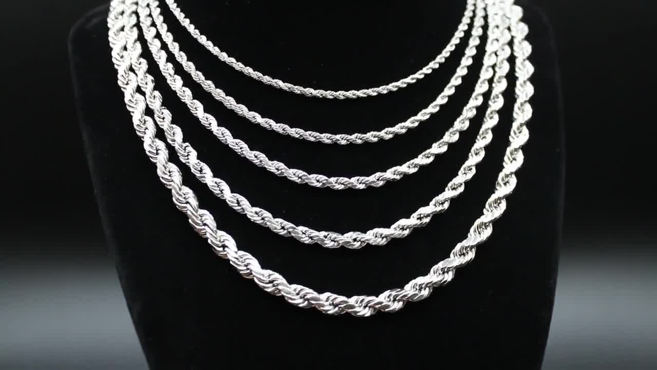 10K White Gold Rope Chain Necklace 2mm 3mm 4mm 5mm 6mm 18-26 Inches, 10K  Gold Rope Chain, 10K Gold Chain, Men Women -  Hong Kong